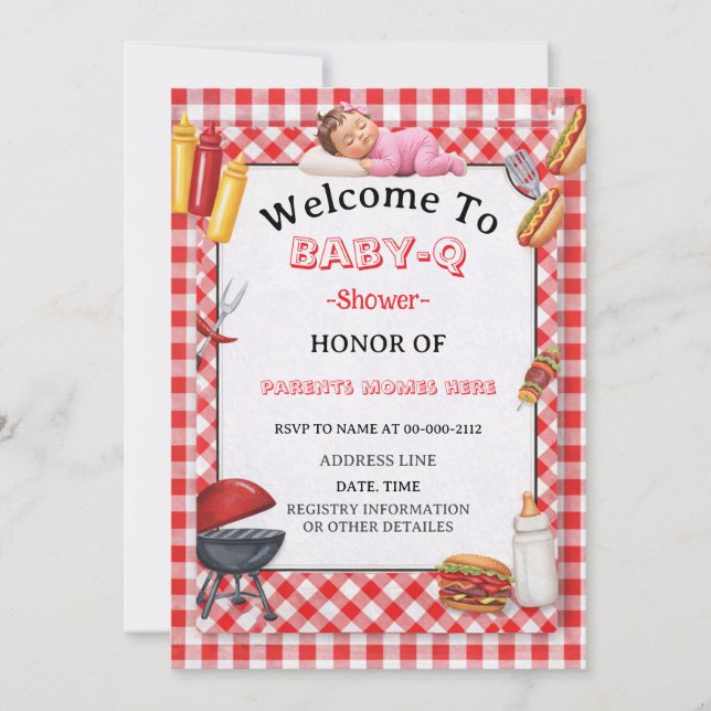 Baby-Q Shower Invitation & BBQ Couples Shower (Front)