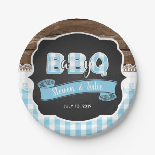 Baby Q Shower Paper Plate - Baby Blue