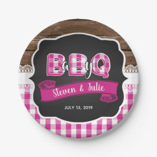 Baby Q Shower Paper Plate - Dark Pink
