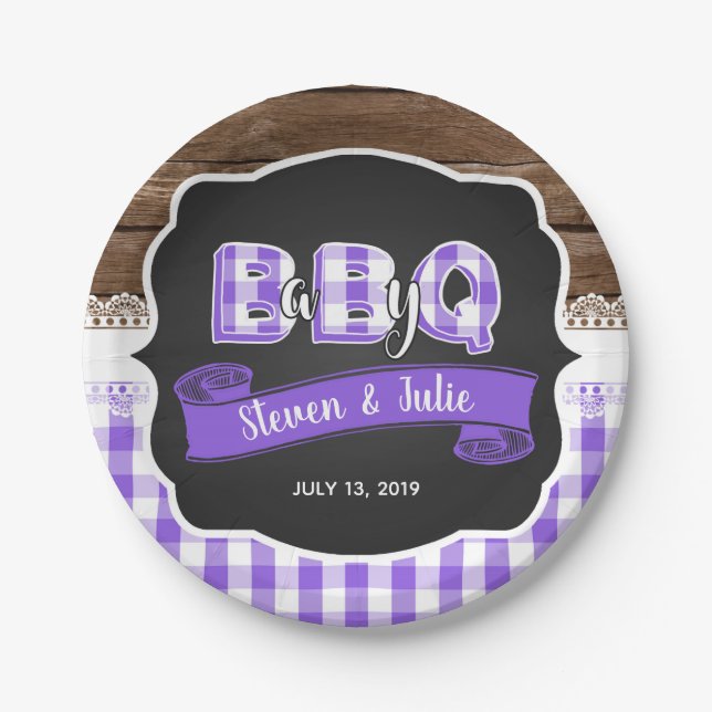 Baby Q Shower Paper Plate - Purple (Front)