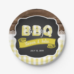 Baby Q Shower Paper Plate - Yellow