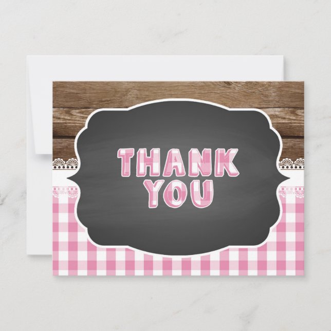 Baby Q Thank You Card - Pink (Front)