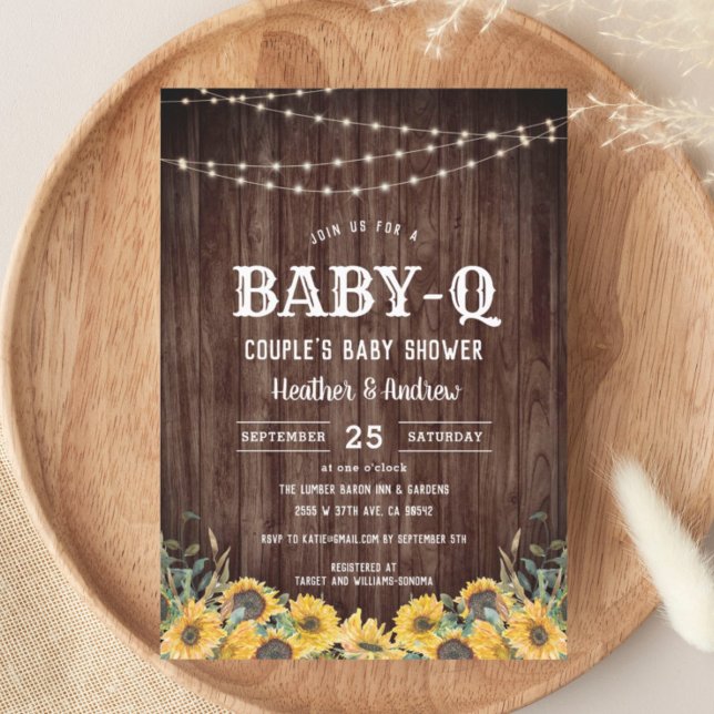 Baby-Q Yellow BBQ Couple's Baby Shower Invitation (Creator Uploaded)