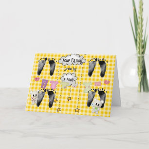 Baby Quad Footprints on Gingham Card