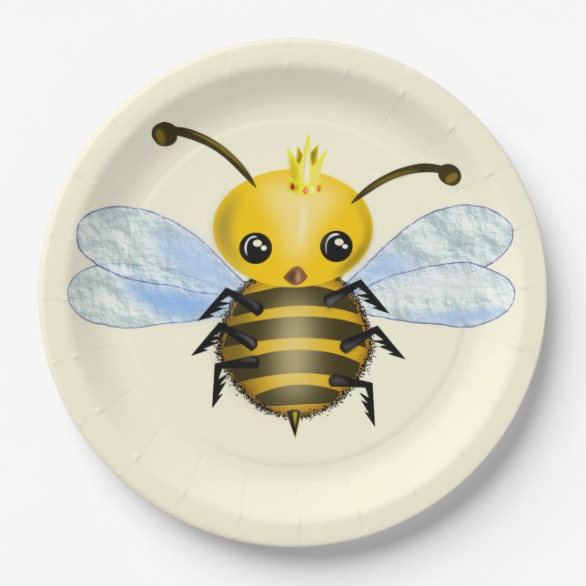Baby Queen Bee Paper Plates - Customisable (Front)