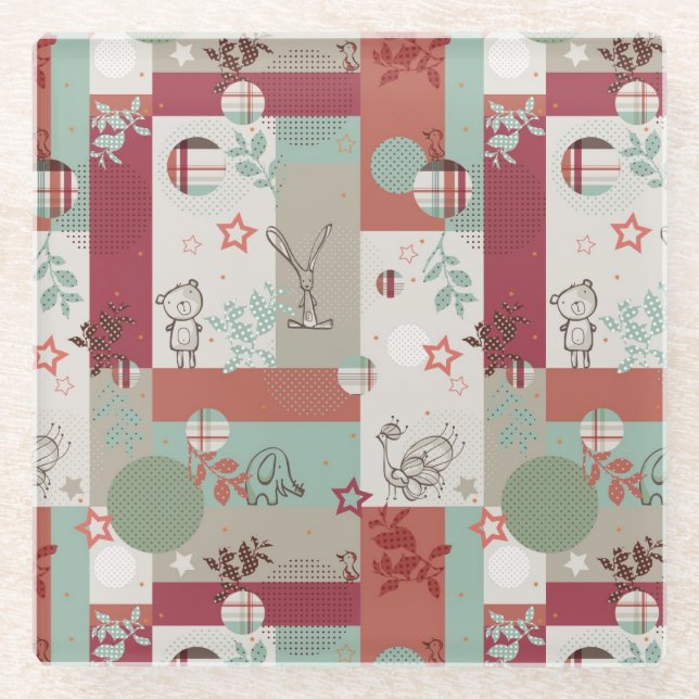 Baby Quilt Pattern 2 Glass Coaster (Front)