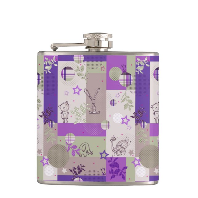 Baby Quilt Pattern Hip Flask (Front)
