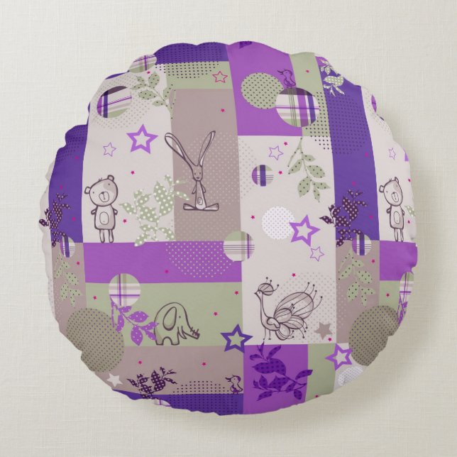 Baby Quilt Pattern Round Cushion (Front)
