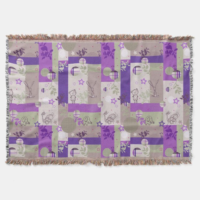 Baby Quilt Pattern Throw Blanket (Front)