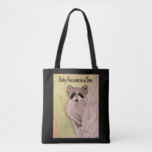 Baby Raccoon in a Tree Tote Bag