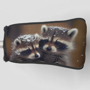 Baby Raccoons Huddle in Falling Snow Golf Head Cover