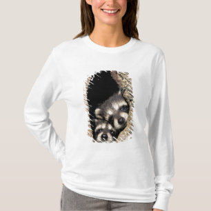 Baby raccoons in tree cavity Procyon T-Shirt