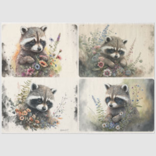 Baby Raccoons woodland Tissue Paper