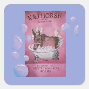 baby racehorse mare bath soap rectangular sticker
