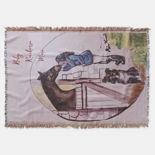 baby racehorse mare story book illustration of her throw blanket (Front)