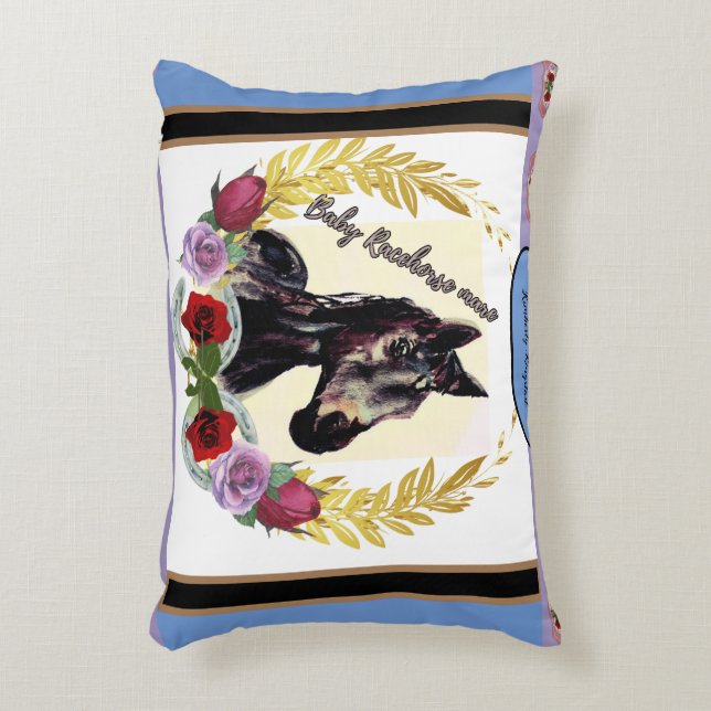 Baby Racehorse Mare wins the race Decorative Cushion (Front(Vertical))