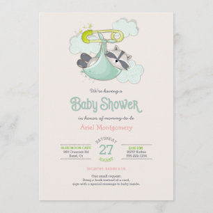 Baby Racoon Bundle Special Deliver Shower Invitation