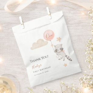 Baby Racoon Flying Balloon Birthday Thank You Favour Bags