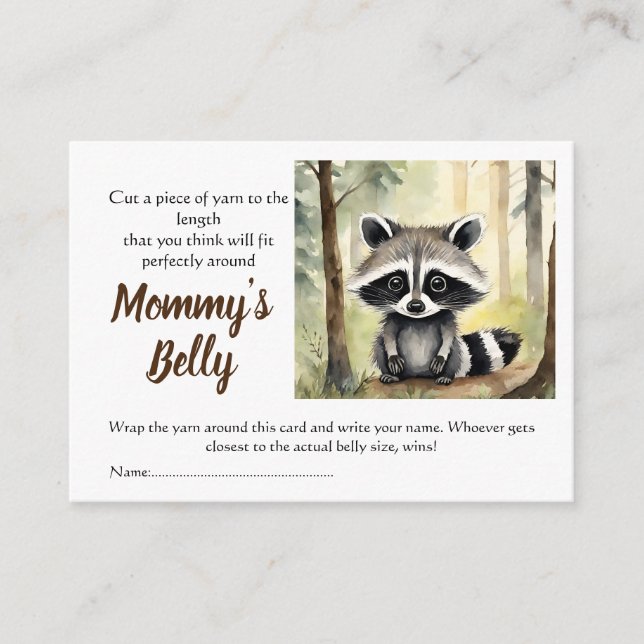 Baby Racoon Guess Mum's Belly Size Baby Bump Game Enclosure Card (Front)