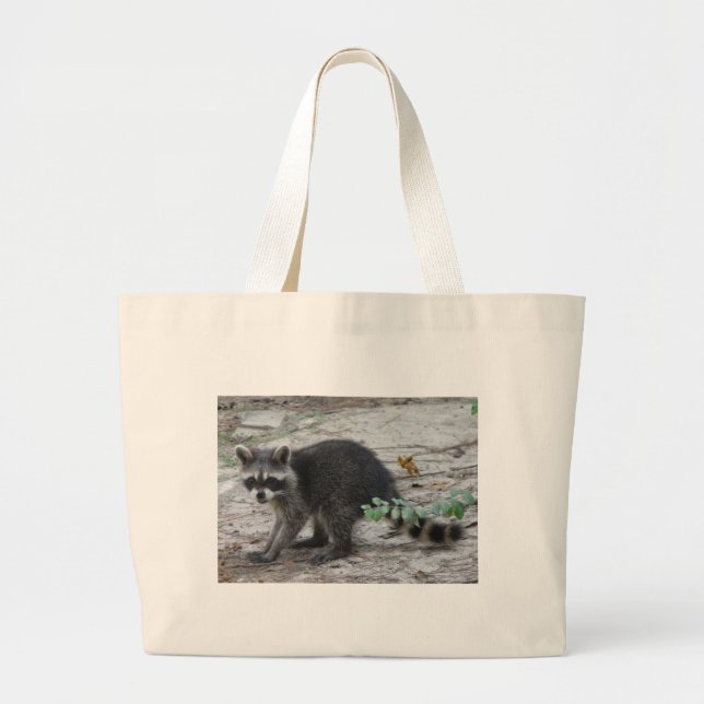 Baby Racoon Large Tote Bag (Front)