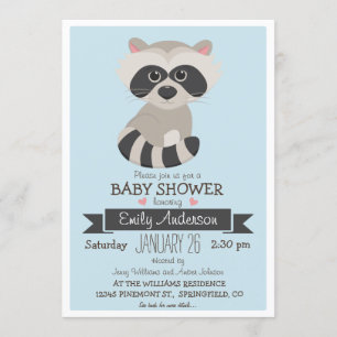Baby Racoon, Woodland Baby Shower or Sprinkle Invitation
