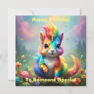 Baby Rainbow Coloured Unicorn Squirrel, Card