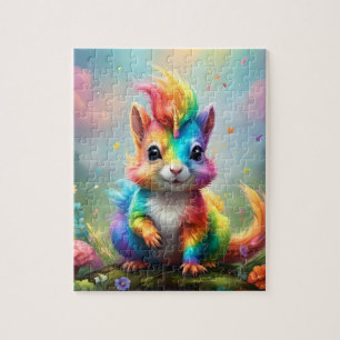 Baby Rainbow Coloured Unicorn Squirrel, Jigsaw Puzzle
