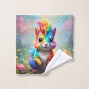 Baby Rainbow Coloured Unicorn Squirrel, Wash Cloth