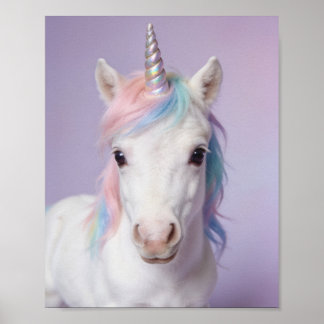 Baby Rainbow Unicorn Portrait – Magical Nursery Wa Poster