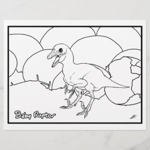Baby Raptor - Colouring Page.