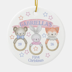 Baby Rattle Baby's First Christmas Sweet Note Ceramic Tree Decoration