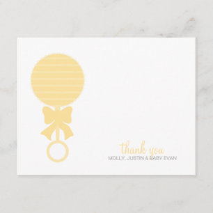 Baby Rattle Flat Thank You Card