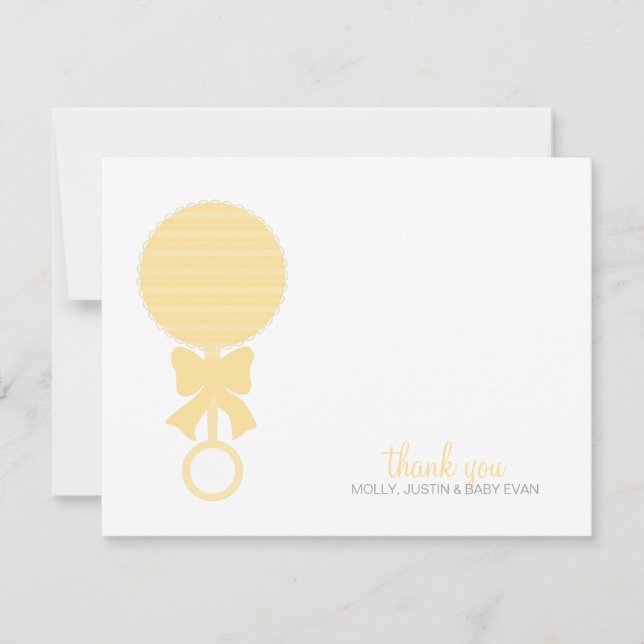 Baby Rattle Flat Thank You Card (Front)