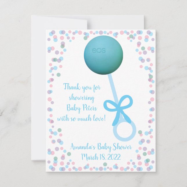 Baby Rattle Shower Favour, EOS lip balm  Card (Front)
