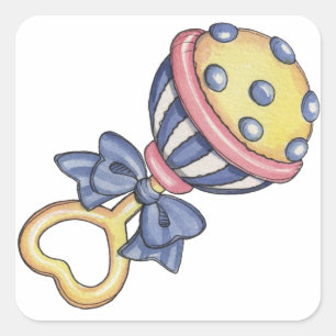 Baby Rattle Square Sticker