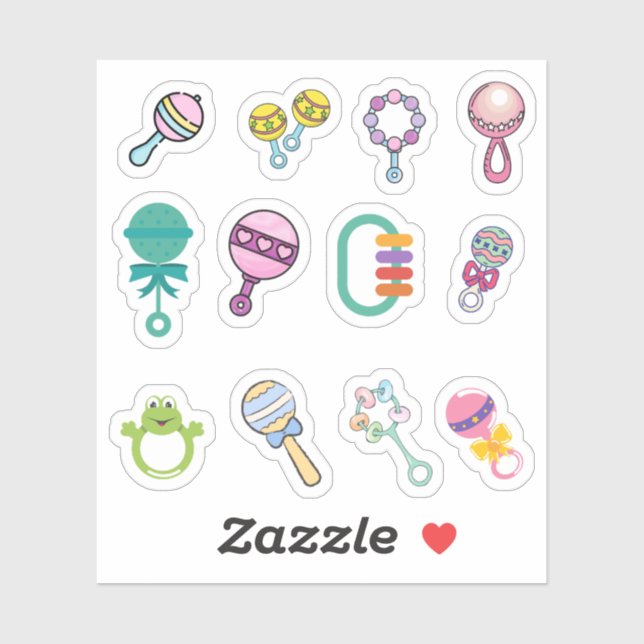 Baby Rattle Stickers (Sheet)