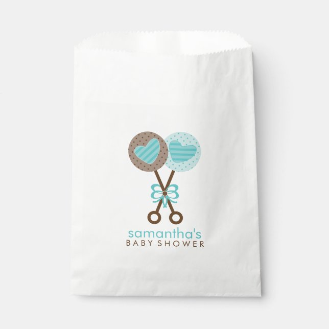 Baby Rattles Twin Boys Baby Shower Favour Bags (Front)