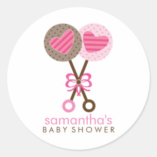 Baby Rattles Twin Girls Baby Shower Classic Round Sticker