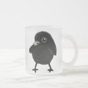 Baby raven frosted glass coffee mug