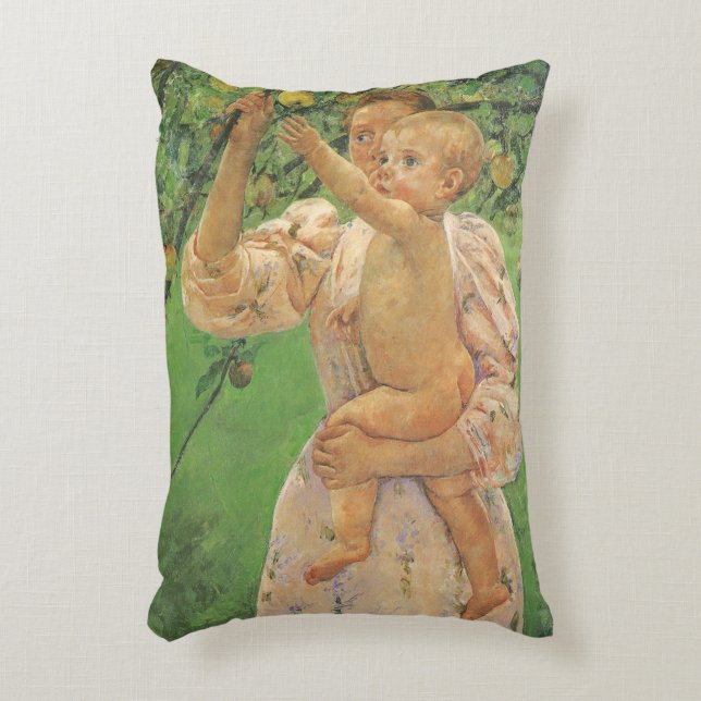 Baby Reaching for an Apple by Mary Cassatt Decorative Cushion (Front(Vertical))