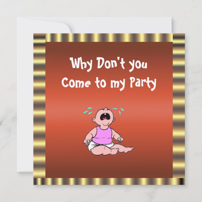 Baby Red and Gold Invitation (Front)