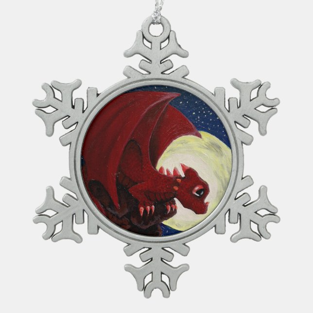 Baby Red Dragon Snowflake Ornament (Front)