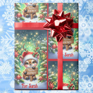 Baby Reindeer Add Child's Name Cute Christmas Wrapping Paper