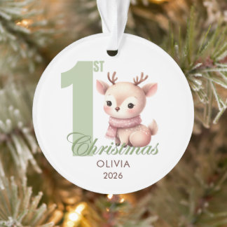 Baby Reindeer First Christmas Acrylic Ornament