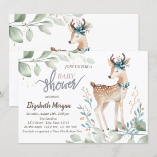 Baby Reindeer Leaves Baby Shower Invitation