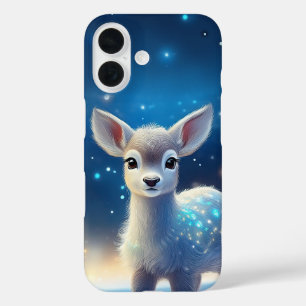Baby Reindeer Starry Snowy Landscape iPhone 16 Case