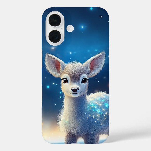 Baby Reindeer Starry Snowy Landscape Case-Mate iPhone Case (Back)