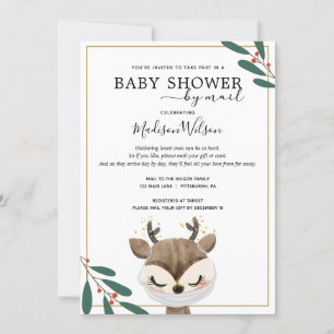 Baby Reindeer with Mask Baby Shower by Mail Invitation