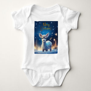 Baby Reindeer with Merry Christmas greeting Bodysuit
