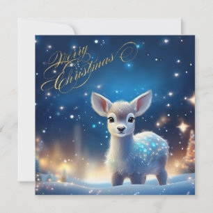 Baby Reindeer with Merry Christmas greeting Card
